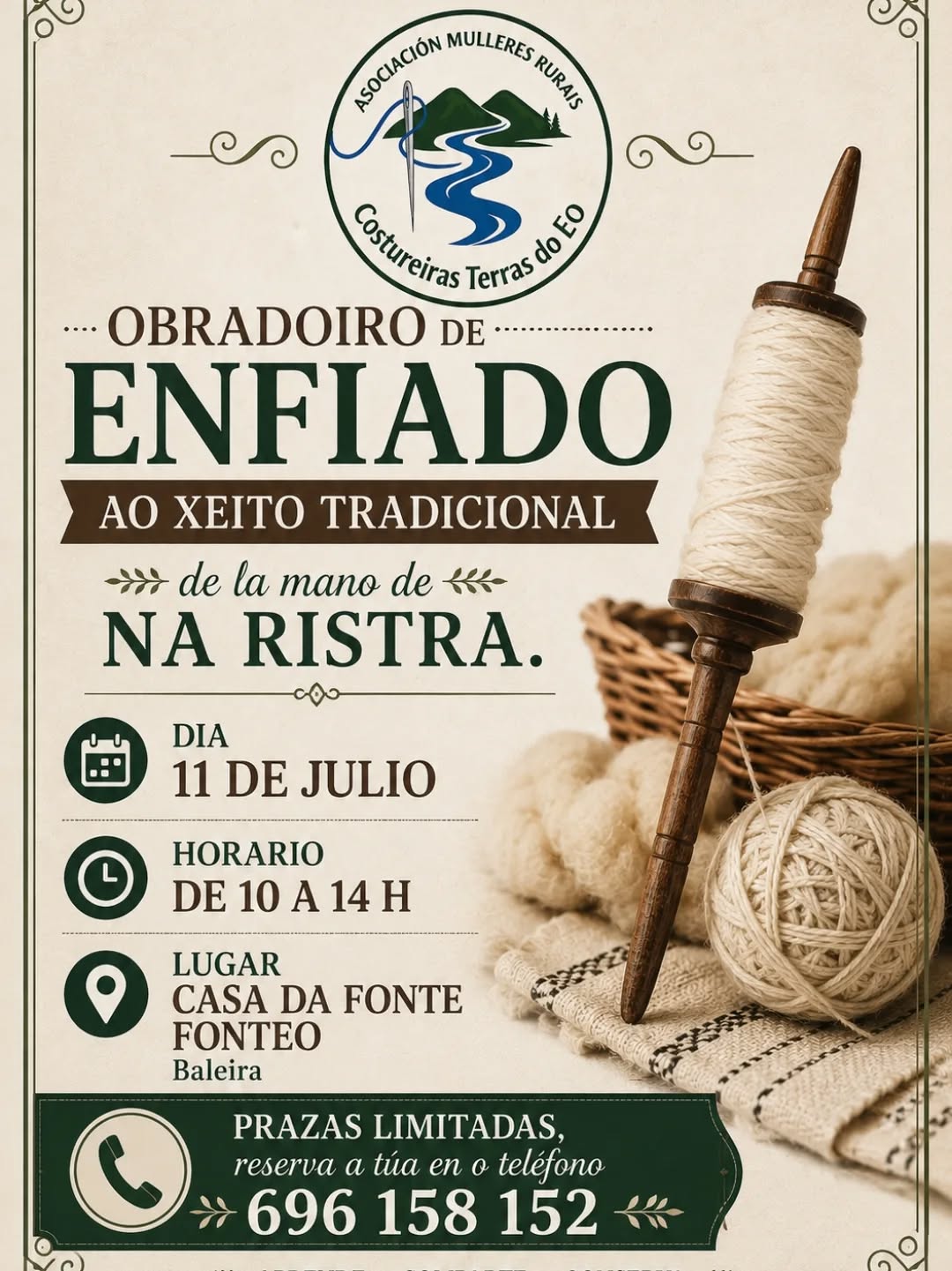 Obradoiro de enfiado tradicional - Asociación Mulleres Rurais Costureiras do Eo